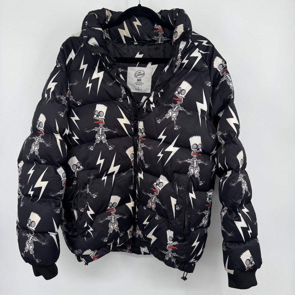 The Simpsons‎ Bart Skeleton Lightning Bolt Puffer Heavyweight Jacket Mens L